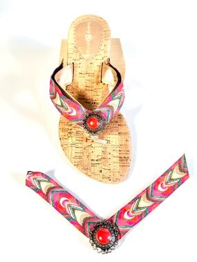 Lindsay Phillips SwitchFlops Chevron Multi Color Interchangeable Straps Sz M